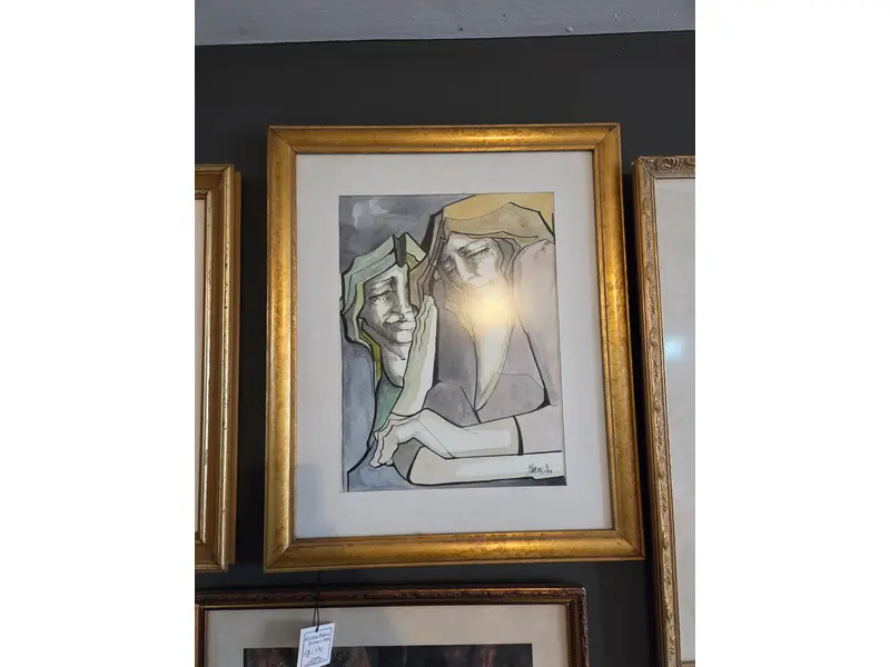 Foto de um(a) Ricardo — Moreno Blanco, da categoria de Pinturas. Este quadro retrata Ricardo em uma composição que explora contrastes sutis entre tons de pele, identidade e expressão. A... Mostrado de uma perspectiva diferente. Vendido no marketplace Trésors.