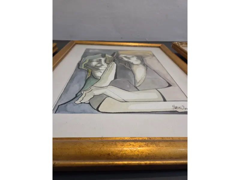 Foto de um(a) Ricardo — Moreno Blanco, da categoria de Pinturas. Este quadro retrata Ricardo em uma composição que explora contrastes sutis entre tons de pele, identidade e expressão. A... Mostrado de uma perspectiva diferente. Vendido no marketplace Trésors.
