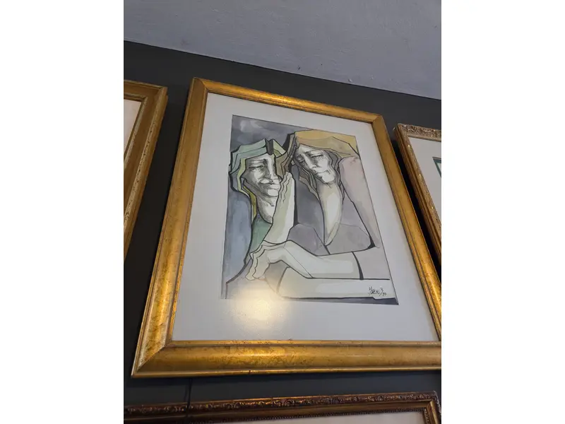 Foto de um(a) Ricardo — Moreno Blanco, da categoria de Pinturas. Este quadro retrata Ricardo em uma composição que explora contrastes sutis entre tons de pele, identidade e expressão. A... Mostrado de uma perspectiva diferente. Vendido no marketplace Trésors.
