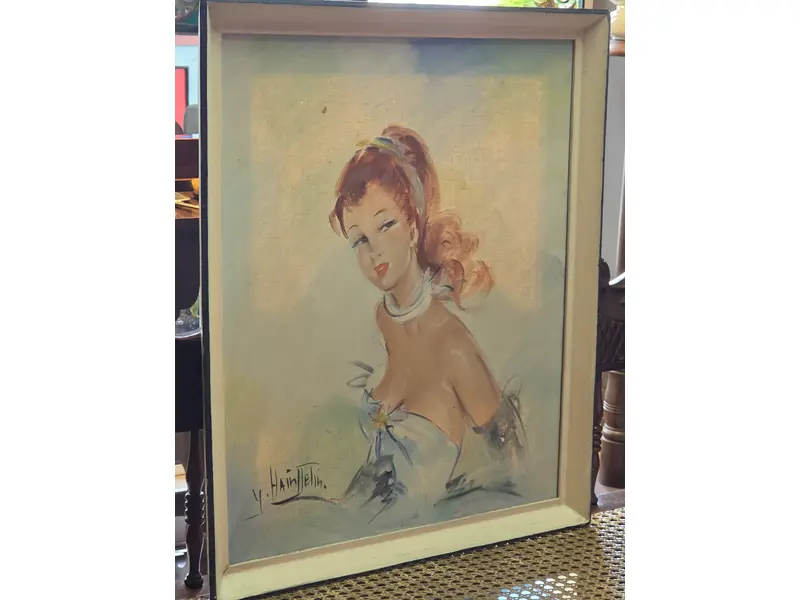 Foto de um(a) Figura Femininina Pin-Up, da categoria de Pinturas. Belíssimo e delicado óleo sobre tela retratando uma figura feminina pin-up, escola francesa. Pintura em excelente estado de... Mostrado de uma perspectiva diferente. Vendido no marketplace Trésors.