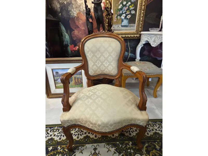 Foto de um(a) Magníficas Poltronas “Decorações Imperial” – Dante Millarch | Estilo Clássico, da categoria de Poltronas. Magnífica poltrona “Decorações Imperial”, criação atribuída a Dante Millarch, exemplar de mobiliário clássico de alto... Mostrado de uma perspectiva diferente. Vendido no marketplace Trésors.