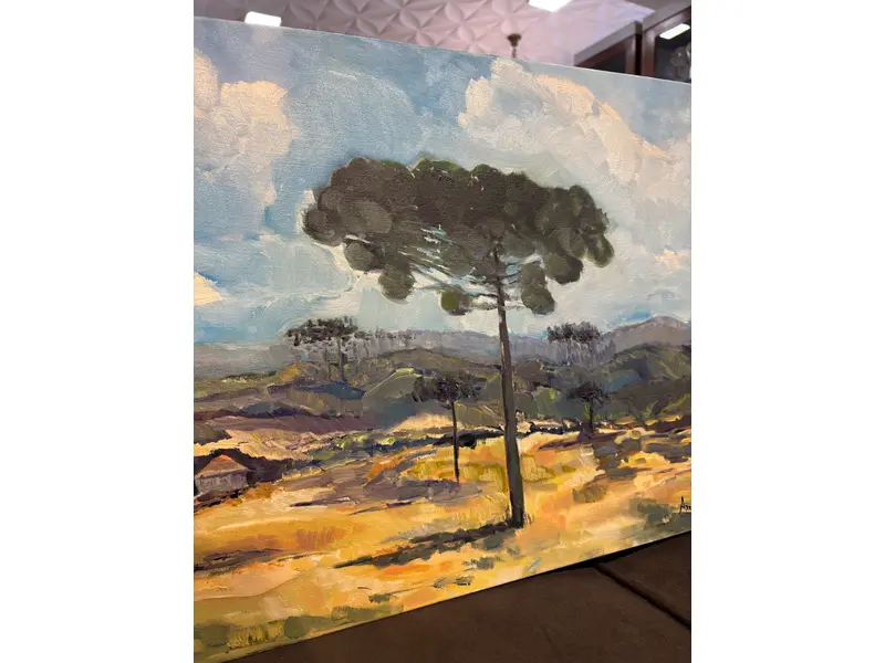 Foto de um(a) Andrea Prezutti - Araucárias, da categoria de Pinturas. Óleo sobre tela da grande artista paranaense Andrea Prezutti, natural de Jacarezinho. Mostrado de uma perspectiva diferente. Vendido no marketplace Trésors.