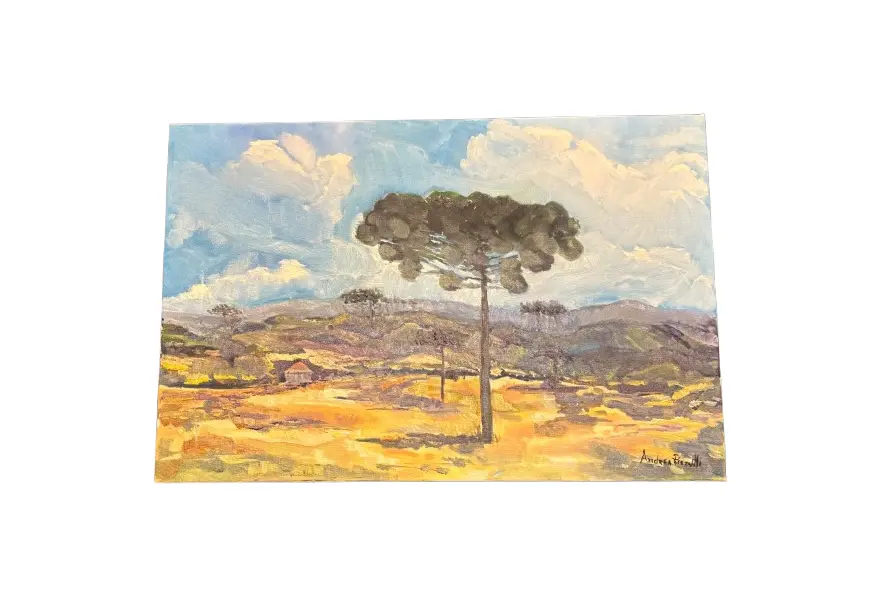 Foto de um(a) Andrea Prezutti - Araucárias, da categoria de Pinturas. Óleo sobre tela da grande artista paranaense Andrea Prezutti, natural de Jacarezinho. Vendido no marketplace Trésors.